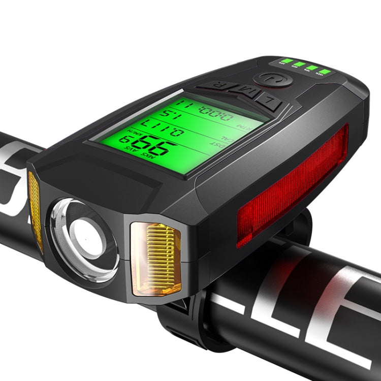Front Light (With Fog Light) & Horn & Speedometer  Multifunctional Bicycle Mountain Bike Headlight, Code Watch (Blue), Code Watch (Red), Code Watch (Black)