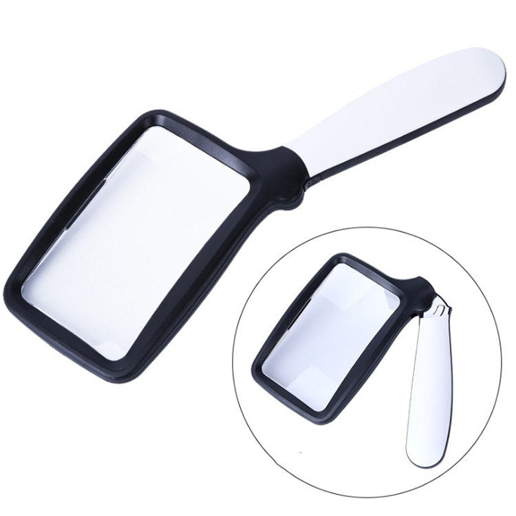 2X Handheld Folding Five LED Lights For Elderly People Reading Newspapers HD Acrylic Optical Lens Magnifying Glass, Folding With LED Lights