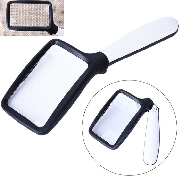 2X Handheld Folding Five LED Lights For Elderly People Reading Newspapers HD Acrylic Optical Lens Magnifying Glass, Folding With LED Lights