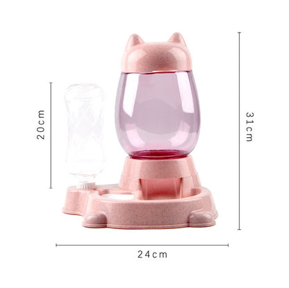 Pet Bottled Grain Storage Bucket Automatic Drinking Water Feeder, Mint Green, Cherry Blossom Pink, Marble Grey