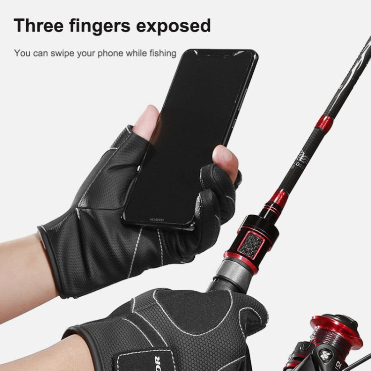 Kyncilor A0062 Outdoor Camping Three-finger Gloves Antiskid Sports Fishing Gloves, M, XL