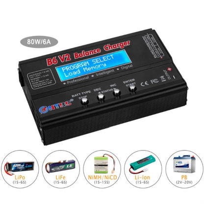 HTRC B6 V2 Balance Charger Intelligent Model Airplane Lithium Battery Charger,, EU Plug, US Plug