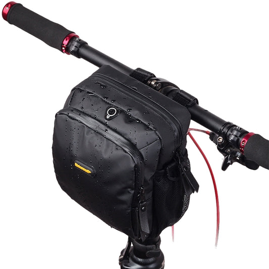 Rhinowalk Bicycle Front Bag Waterproof Handlebar Bag Folding Bike Front Bag Large Capacity Riding Bag, Matt Black, Carbon Fiber Pattern