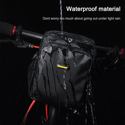 Rhinowalk Bicycle Front Bag Waterproof Handlebar Bag Folding Bike Front Bag Large Capacity Riding Bag, Matt Black, Carbon Fiber Pattern
