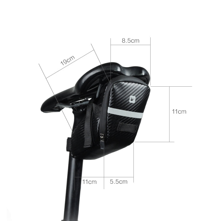 Rhinowalk Bicycle Tail Saddle Bag Waterproof Lightweight Mountain Bike Tool Bag Cycling Equipment, Carbon Fiber Black, Matte Black