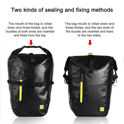 Rhinowalk Bicycle Backpack Full Waterproof Shelf Bag 25L Unilateral Frame Bag Long-distance Travel Bicycle Bag, Black Green, Full Black