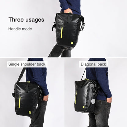 Rhinowalk Bicycle Backpack Full Waterproof Shelf Bag 25L Unilateral Frame Bag Long-distance Travel Bicycle Bag, Black Green, Full Black