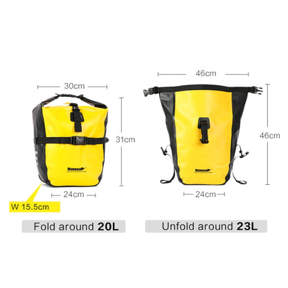 Rhinowalk Bicycle Fully Waterproof Shelf Backpack Medium and Long-distance Cycling Equipment Bag, Yellow, Black