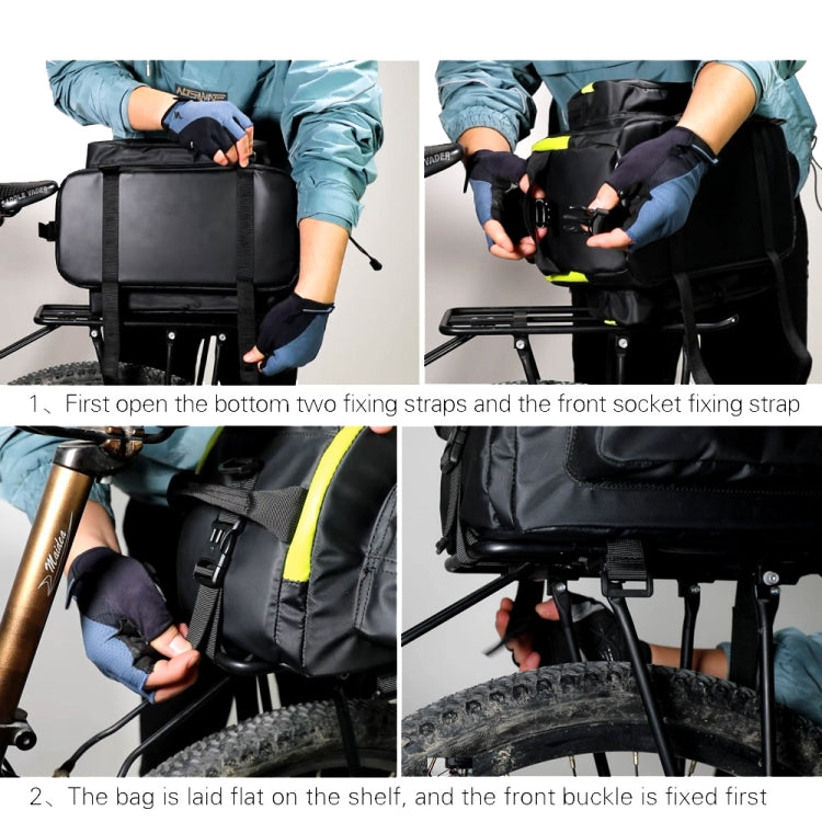 Rhinowalk Bike Rear Carrying Bag Mountain Bike Medium and Long-distance Riding Waterproof Bike Bag, Full Black, Black Green