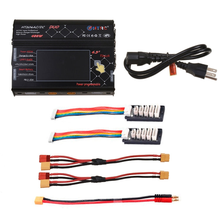 HTRC HT206AC/DC DUO 400W Large Color Screen Touch Dual-way Smart Balance Charger,, US Plug