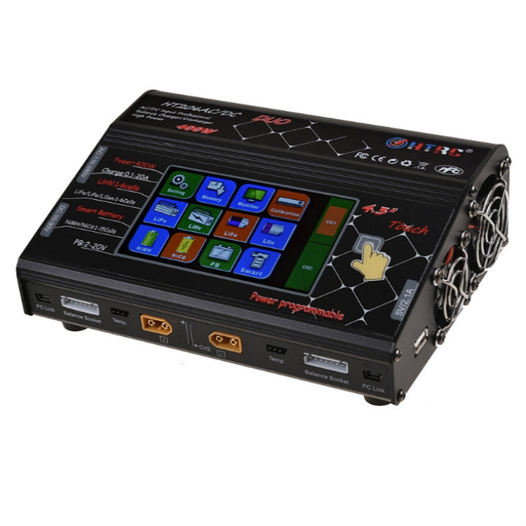 HTRC HT206AC/DC DUO 400W Large Color Screen Touch Dual-way Smart Balance Charger,, US Plug
