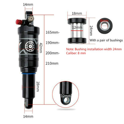DNM AO38 Mountain Soft Tail Frame Rear Shock Absorber XC Air Pressure Rebound Shock Absorber, 165mm Hand Control AO38RC, 210mm Hand Control AO38RC, 165mm Wire Control AO38RL, 190mm Wire Control AO38RL, 200mm Wire Control AO38RL