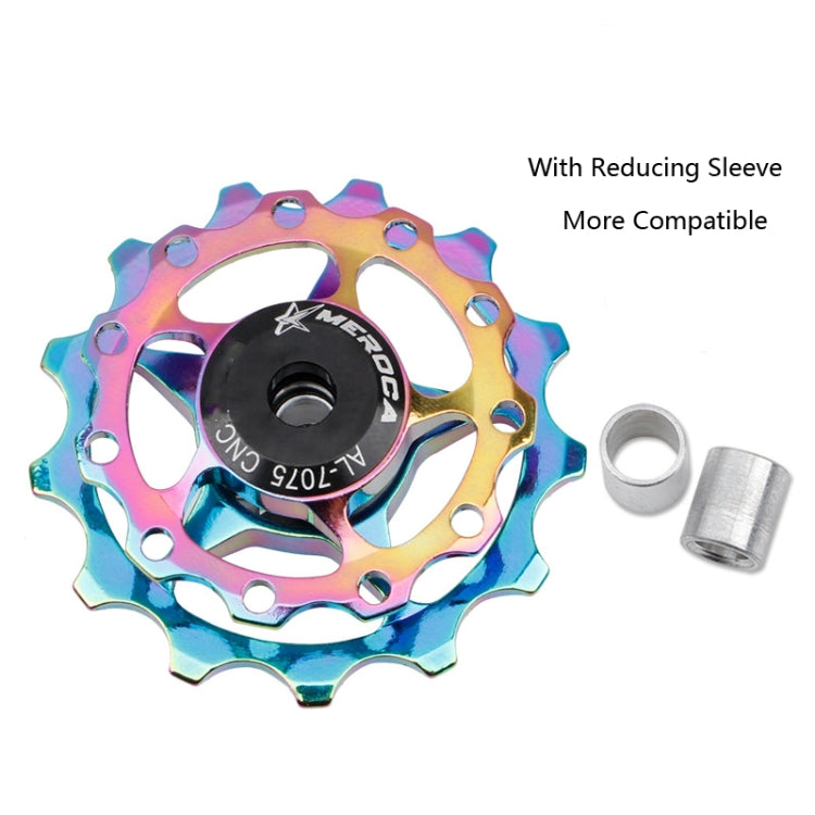 MEROCA Metal Bearings Mountain Bike Road Bike Rear Derailleur Guide Wheel 11T/13T Guide Wheel, 13T Silver, 11T Electroplating Colorful, 13T Electroplating Colorful
