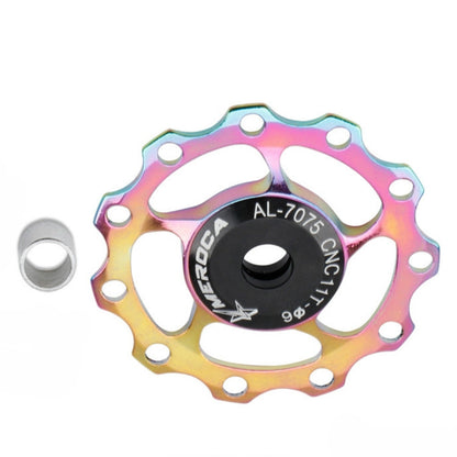 MEROCA Metal Bearings Mountain Bike Road Bike Rear Derailleur Guide Wheel 11T/13T Guide Wheel, 13T Silver, 11T Electroplating Colorful, 13T Electroplating Colorful