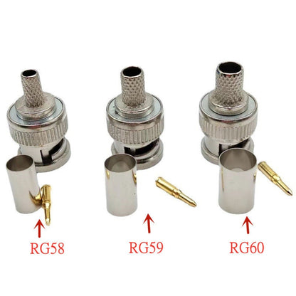 5pcs Cold Pressed BNC Plug Wiring Head, 58, 59, 60