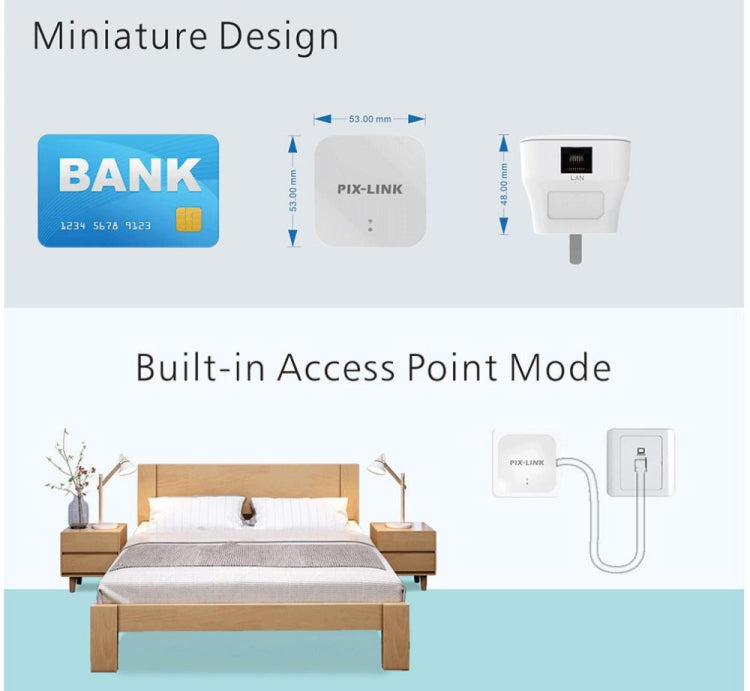 PIXLINK WR12 300Mbps WIFI Signal Amplification Enhanced Repeater, EU Plug, UK Plug, US Plug, AU Plug