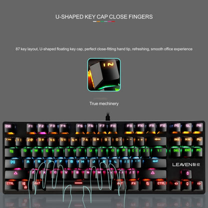LEAVEN K550 87 Keys Green Shaft Gaming Athletic Office Notebook Punk Mechanical Keyboard, Cable Length: 1.8m, Black, White, Pink, Blue