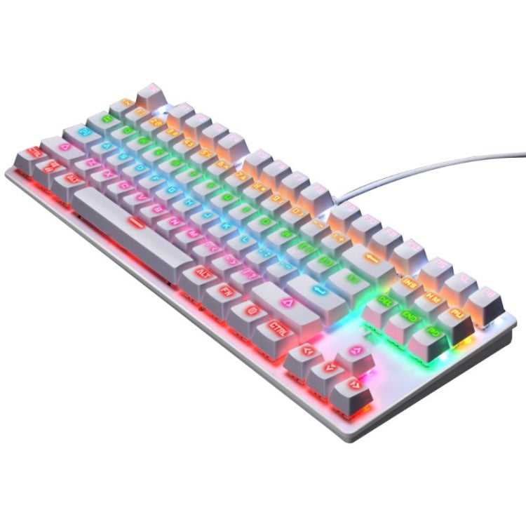 LEAVEN K550 87 Keys Green Shaft Gaming Athletic Office Notebook Punk Mechanical Keyboard, Cable Length: 1.8m, Black, White, Pink, Blue