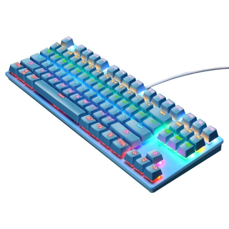 LEAVEN K550 87 Keys Green Shaft Gaming Athletic Office Notebook Punk Mechanical Keyboard, Cable Length: 1.8m, Black, White, Pink, Blue