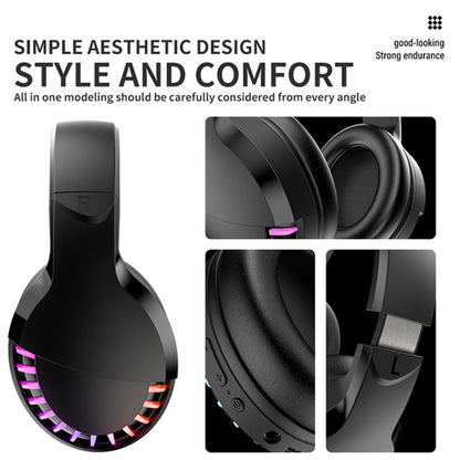 SH33 Bluetooth Wired Dual-mode RGB Headset Mobile Phone Heavy Bass Noise Reduction Gaming Headset, Black, Pink