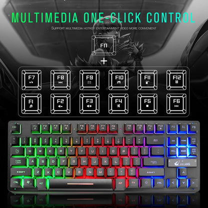 ZIYOULANG K16 87 Keys Colorful Mixed Light Gaming Notebook Manipulator Keyboard, Cable Length: 1.5m, K16