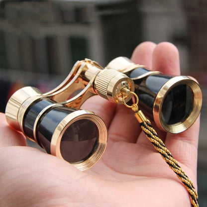 3x25mm Classical Ladies Drama Watching Telescope Carrying Binoculars With Chain, Black with Chain