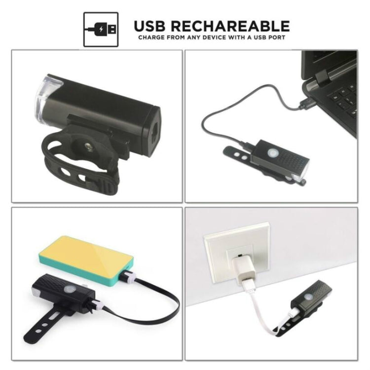 Bicycle USB Charging Headlight Lighting Cycling Equipment, 2255 Light (White), 2255 Light+Ruby Taillight (White), 2255 Light+928 Red Taillight (White), 2255 Light+928 Red Taillight (Black)