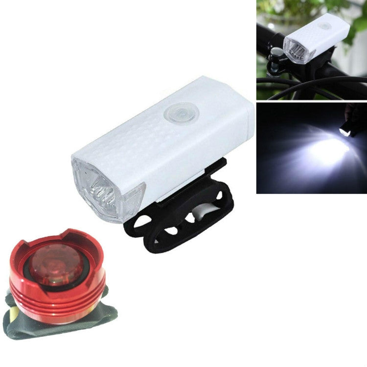 Bicycle USB Charging Headlight Lighting Cycling Equipment, 2255 Light (White), 2255 Light+Ruby Taillight (White), 2255 Light+928 Red Taillight (White), 2255 Light+928 Red Taillight (Black)