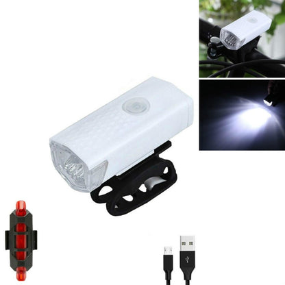 Bicycle USB Charging Headlight Lighting Cycling Equipment, 2255 Light (White), 2255 Light+Ruby Taillight (White), 2255 Light+928 Red Taillight (White), 2255 Light+928 Red Taillight (Black)