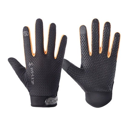 HSLEJP Outdoor Sports Breathable Touch Screen Antiskid Cycling Full Finger Gloves, M, L