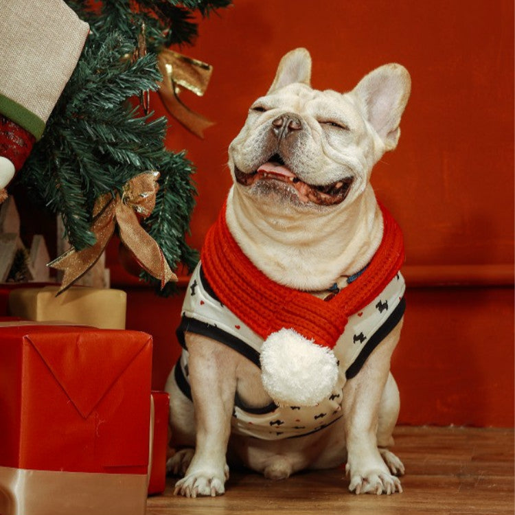 Pet Christmas Wool Scarf Medium & Large Dog Saliva Towel, XXS, XS, S, M, L