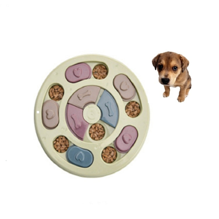 Pet Toy Dog Food Turntable Eating Puzzle Anti-Smashing Dog Bowl Supplies, Round Style, Hexagon Style, Footprint Style