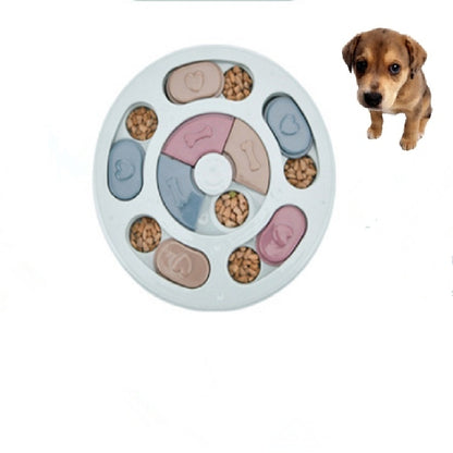 Pet Toy Dog Food Turntable Eating Puzzle Anti-Smashing Dog Bowl Supplies, Round Style, Hexagon Style, Footprint Style