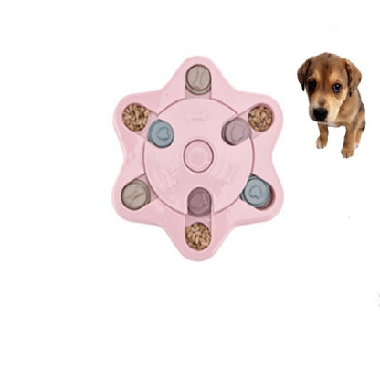 Pet Toy Dog Food Turntable Eating Puzzle Anti-Smashing Dog Bowl Supplies, Round Style, Hexagon Style, Footprint Style