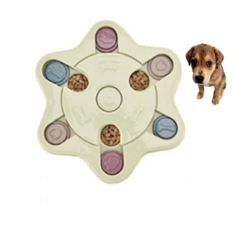 Pet Toy Dog Food Turntable Eating Puzzle Anti-Smashing Dog Bowl Supplies, Round Style, Hexagon Style, Footprint Style