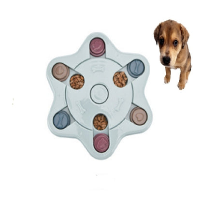 Pet Toy Dog Food Turntable Eating Puzzle Anti-Smashing Dog Bowl Supplies, Round Style, Hexagon Style, Footprint Style