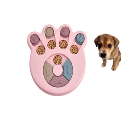 Pet Toy Dog Food Turntable Eating Puzzle Anti-Smashing Dog Bowl Supplies, Round Style, Hexagon Style, Footprint Style