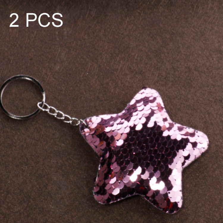 2 PCS Cute Chaveiro Star Keychain Glitter Pompom Sequins Key Chain Gifts for Women Llaveros Mujer Car Bag Accessories Key Ring, Star Shape(Magenta), Star Shape(Colorful), Star Shape(Pink), Star Shape(Green)