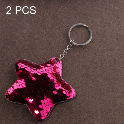 2 PCS Cute Chaveiro Star Keychain Glitter Pompom Sequins Key Chain Gifts for Women Llaveros Mujer Car Bag Accessories Key Ring, Star Shape(Magenta), Star Shape(Colorful), Star Shape(Pink), Star Shape(Green)