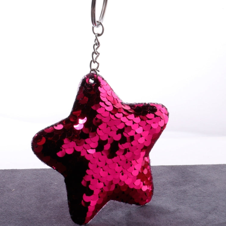2 PCS Cute Chaveiro Star Keychain Glitter Pompom Sequins Key Chain Gifts for Women Llaveros Mujer Car Bag Accessories Key Ring, Star Shape(Magenta), Star Shape(Colorful), Star Shape(Pink), Star Shape(Green)