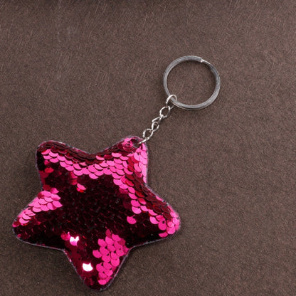 2 PCS Cute Chaveiro Star Keychain Glitter Pompom Sequins Key Chain Gifts for Women Llaveros Mujer Car Bag Accessories Key Ring, Star Shape(Magenta), Star Shape(Colorful), Star Shape(Pink), Star Shape(Green)