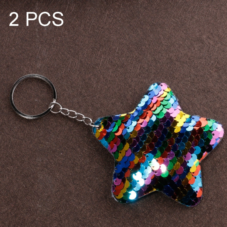 2 PCS Cute Chaveiro Star Keychain Glitter Pompom Sequins Key Chain Gifts for Women Llaveros Mujer Car Bag Accessories Key Ring, Star Shape(Magenta), Star Shape(Colorful), Star Shape(Pink), Star Shape(Green)