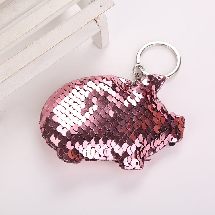 2PCS Cute Chaveiro Pig Keychain Glitter Pompom Sequins Key Chain Gifts for Women Llaveros Mujer Car Bag Accessories Key Ring, Pig Shape(Colorful), Pig Shape(blue), Pig Shape (Pink), Pig Shape(Magenta)