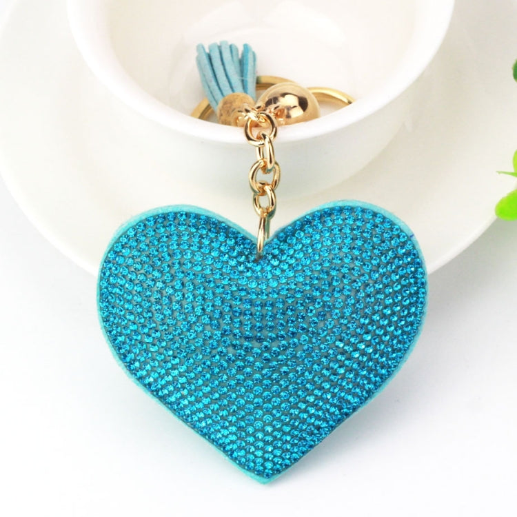 Heart Keychain Leather Tassel Gold Key Holder Metal Crystal Key Chain Keyring Charm Bag Auto Pendant Gift, purple, green, dark blue, lake blue, silver white, watermelon red, light blue, orange, black white, magenta, black gray, yellow, light red, red
