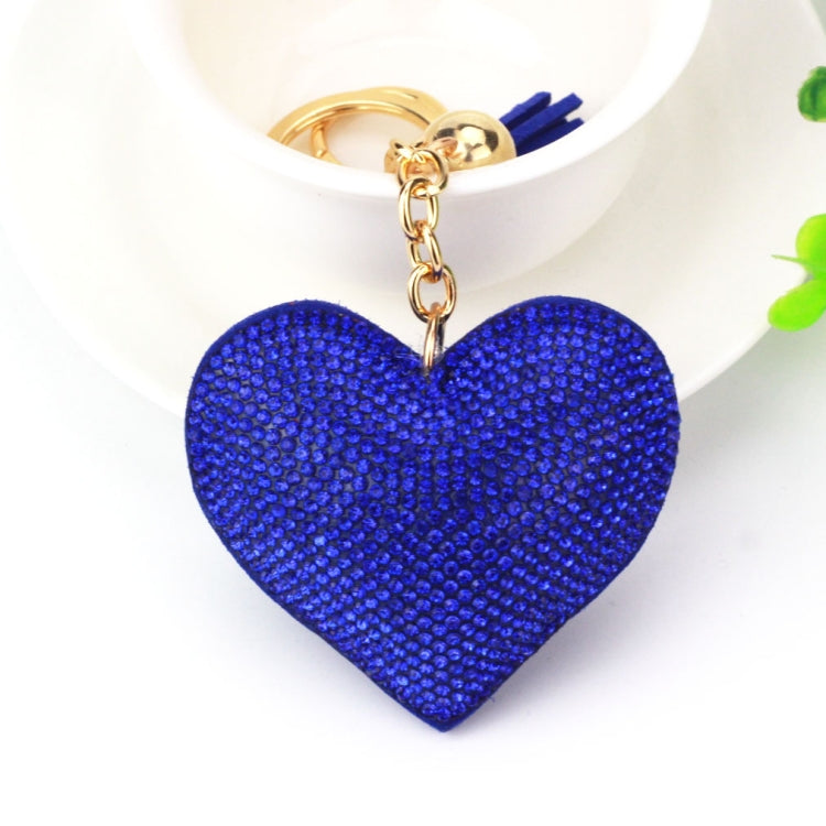 Heart Keychain Leather Tassel Gold Key Holder Metal Crystal Key Chain Keyring Charm Bag Auto Pendant Gift, purple, green, dark blue, lake blue, silver white, watermelon red, light blue, orange, black white, magenta, black gray, yellow, light red, red