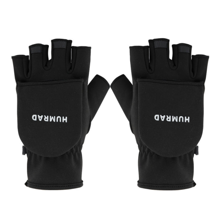 HUMRAO Winter Half-Finger Flip Cover Warm Gloves For Outdoor Sports Skiing And Cycling, L