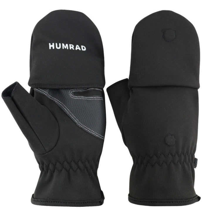 HUMRAO Winter Half-Finger Flip Cover Warm Gloves For Outdoor Sports Skiing And Cycling, L