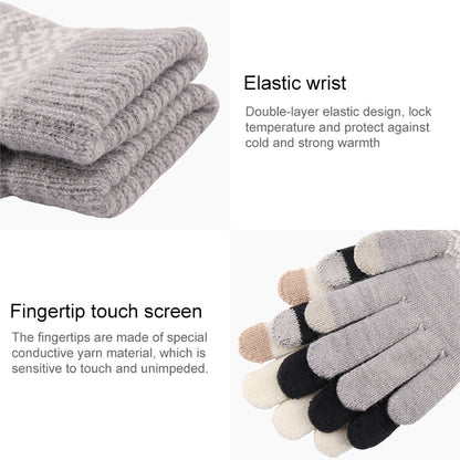 Winter Touch Screen Gloves Women Men Warm Stretch Knit Mittens Imitation Wool Thicken Full Finger Gloves, White, Grey, Black, Yellow, Navy Blue, Kids White, Kids Black, A-Navy Blue, A-Black, A-White, A-Grey, B-Grey, B-Blue, C-Yellow, C-Blue, C-Purple