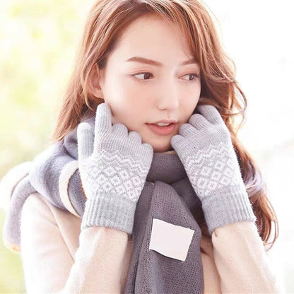 Winter Touch Screen Gloves Women Men Warm Stretch Knit Mittens Imitation Wool Thicken Full Finger Gloves, White, Grey, Black, Yellow, Navy Blue, Kids White, Kids Black, A-Navy Blue, A-Black, A-White, A-Grey, B-Grey, B-Blue, C-Yellow, C-Blue, C-Purple