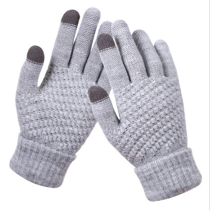Winter Touch Screen Gloves Women Men Warm Stretch Knit Mittens Imitation Wool Thicken Full Finger Gloves, White, Grey, Black, Yellow, Navy Blue, Kids White, Kids Black, A-Navy Blue, A-Black, A-White, A-Grey, B-Grey, B-Blue, C-Yellow, C-Blue, C-Purple